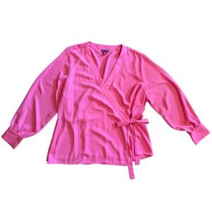 Vince Camuto Pink Wrap Tie Front Long Sleeve Blouse Plus Size 2X Office Party